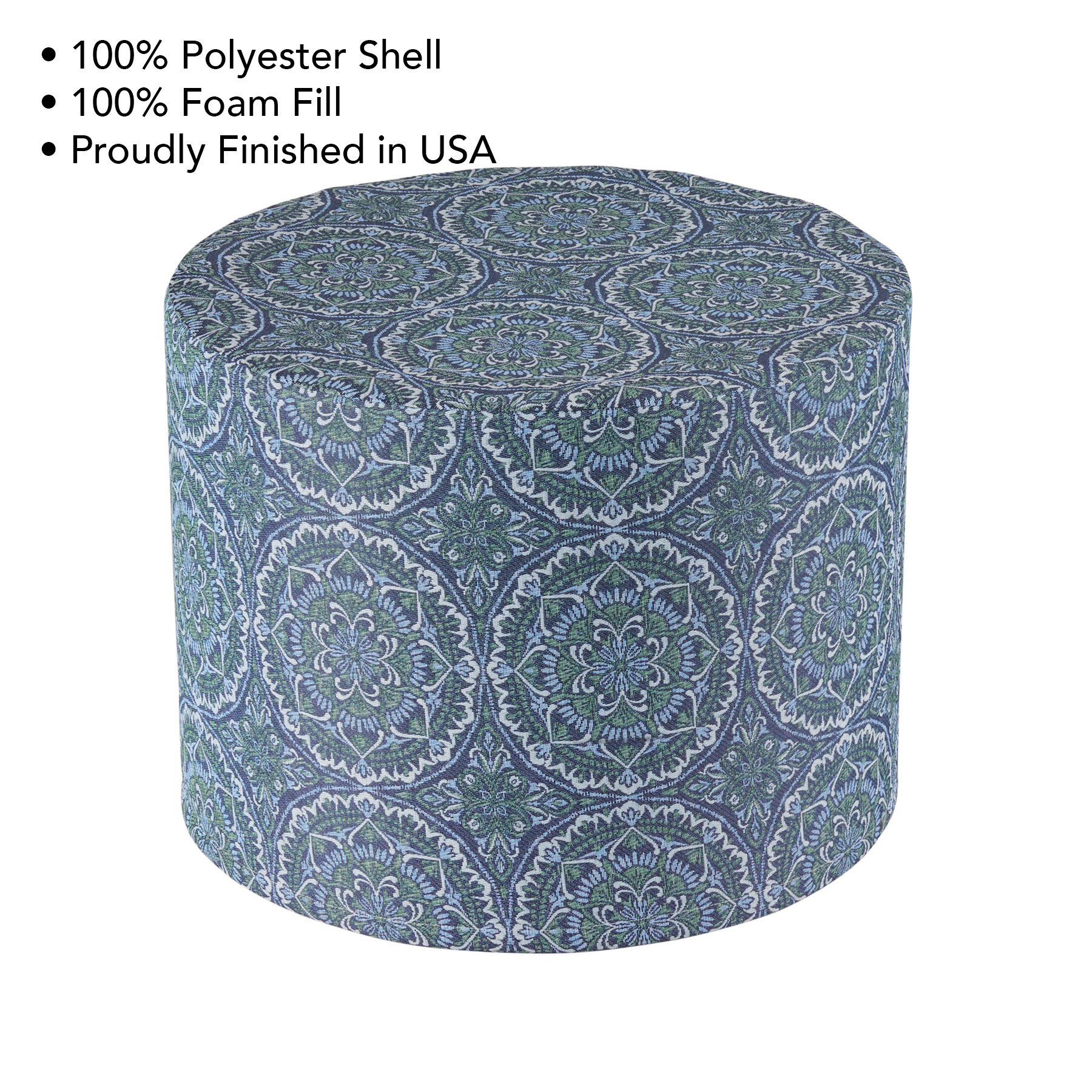 Better Homes & Gardens 20" Round Outdoor Pouf Ottoman, 1-Piece, Medallion