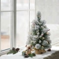 thumbnail image 2 of CC Christmas Decor Pre-lit Flocked Artificial Christmas Tree with Tan Sac - 2’ - White LED Lights, 2 of 2