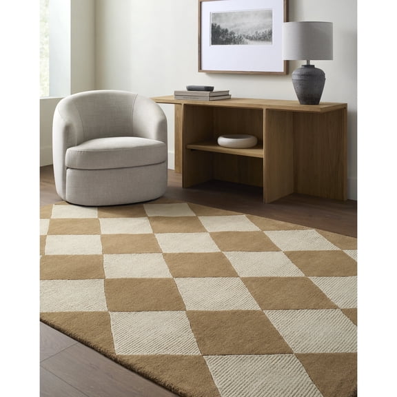Livabliss x Vivir Isaac Modern Geometric Area Rug, 5' x 7'6", Tan/Beige, (5' x 8')