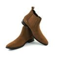thumbnail image 4 of Men's Genuine Suede Cognac Brown Chelsea Ankle Dress Causal Boots Almond Toe, 4 of 5