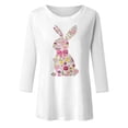 thumbnail image 2 of Womens Tops T-Shirts Bunny Print Three Quarter Sleeve Blouse Boho Shirts, 2 of 2