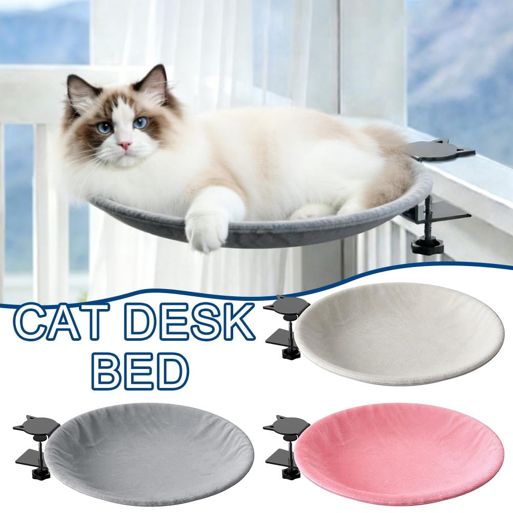 AGIUFGS Cat Hammock with Perch, Drill-free Clamp Installation, for Window Sills and Bookshelves