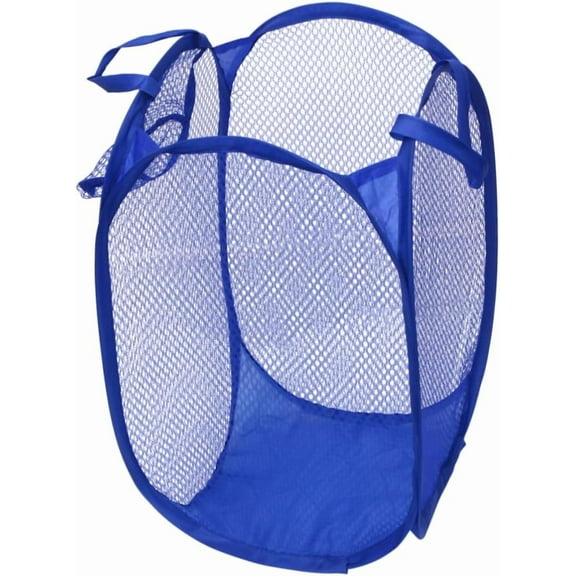 Foldable Laundry Hamper Lightweight Mesh Clothes Basket for College Dorm Easy Open Design Space-saving Storage Blue