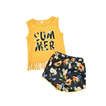 

New Born Baby Wrap Welcome Home Baby Girl Printed Set Top Shorts Pants Kids 14T Two Vest Baby Girls Words Floral Outfits Pieces Sleeveless Beach Girls Outfits&Set Baby Swing Bouncer