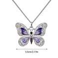 thumbnail image 4 of Nmdmisc Beautiful Alloy Rhinestone Butterfly Long Necklaces Sweater Necklace Fashion Enamel Butterfly Necklace for Women(Pink), 4 of 4