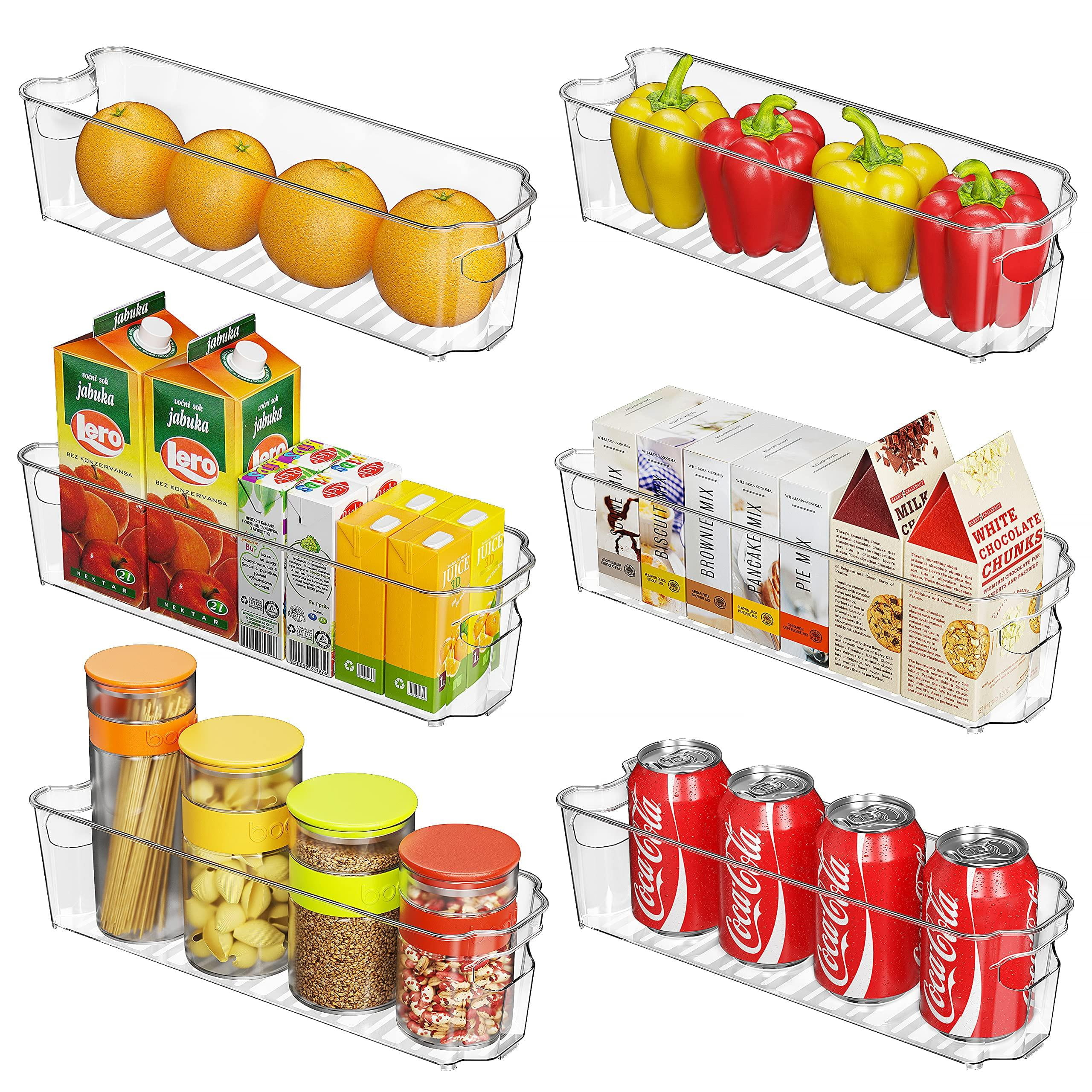 Fullstar Fridge Organisers Bins [Set of 4] Fridge Storage Containers - Clear Fridge Storage Containers with Handles Kitchen Pantry Organizers and
