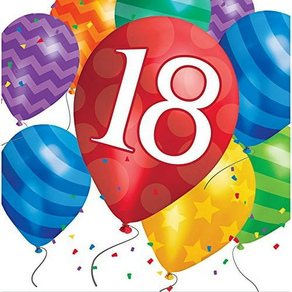 Balloon Blast 18th Birthday Paper Lunch Napkins 16 Count for 8 Guests