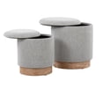 thumbnail image 3 of Lumisource Marla Contemporary Nesting Ottoman Set in Natural Wood and Light Grey Fabric, 3 of 8