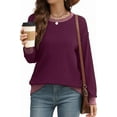 thumbnail image 5 of SOMER Long Sleeve Shirts for Women, Trendy Crew Neck Sweatshirt for Women, Cotton Cute Basic Tees for Women, Color Block Casual Womens Fall Tops Soft Comfy, 5 of 7