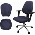 thumbnail image 2 of 1 juego de fundas de asiento y respaldo de licra elásticas lavables para sillas de ordenador de oficina, sillas de comedor, bar, decoración de fiestas (azul oscuro), 2 of 5