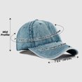 thumbnail image 4 of TOPTIE 6 Panel Washed Denim Baseball Cap - Grey Mid Profile Adjustable Unisex Hat, Daily Wear, Sun Protection Cap, 4 of 8