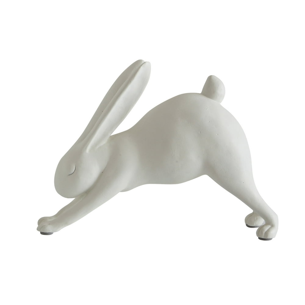 Creative CoOp White Resin Downward Dog Yoga Rabbit Figurine Walmart