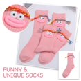 thumbnail image 5 of Cute Cartoon Big Mouth Crew Socks, Colorful Braided Rope Funny Face Casual Cotton Socks, Comfort Soft Daily Wear Mid Calf Socks for Women, 5 of 7