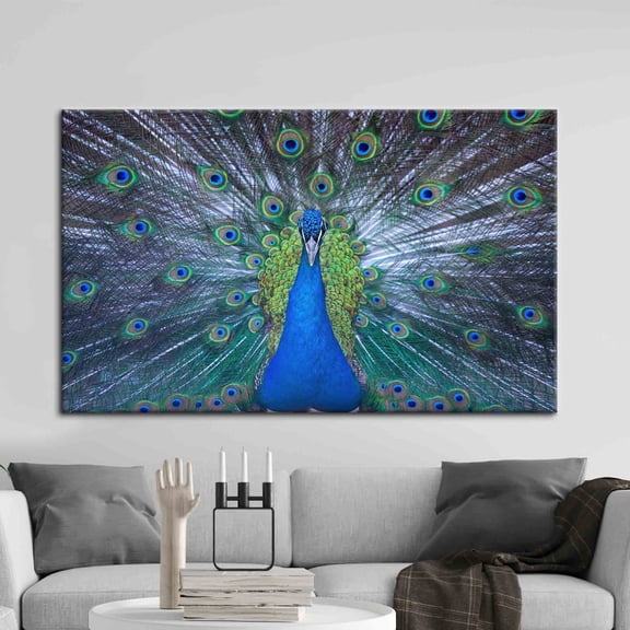 Velto Peacock, Blue Wall Art, Peacock Lover Gift Canvas, Peacock Canvas, Animal Canvas Peafowl Art Canvas, Luxury Canvas Art, Canvas, 8x10 UNFRAMED
