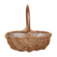 thumbnail image 2 of Flower Basket Rattan Handmade Basket With Handle for Storgae Wedding Girl Flower Basket Decoration 25*16*25cm, 2 of 10