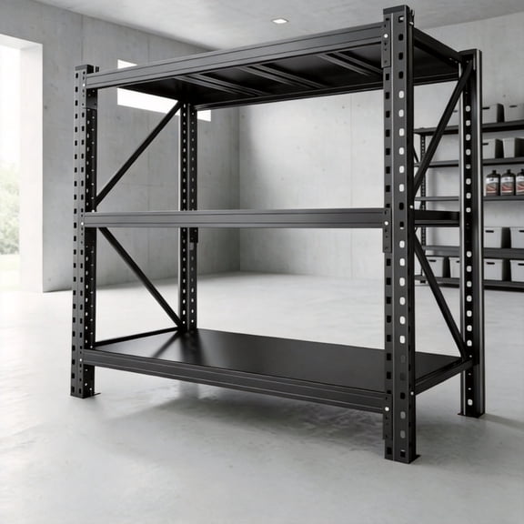 Adjustable Steel Garage Shelving, 5100LBS High Load Metal Storage Shelves, Industrial Tool Organizer for Household & Commercial Storage, Black, 67"W x 20"D x 63"H, 3 Tier