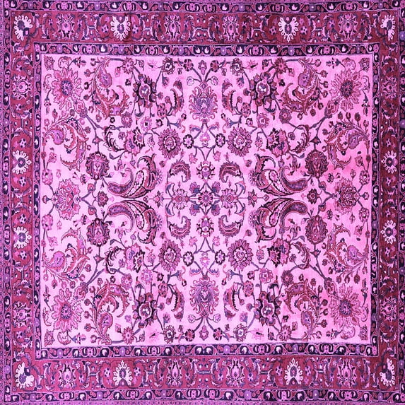 Ahgly Company Indoor Square Persian Purple Traditional Area Rugs, 7' Square