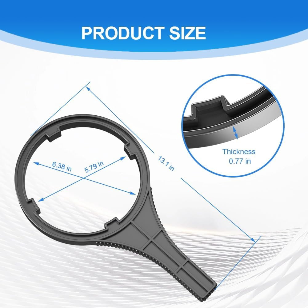 JJEAN-Durable Water Filter Wrench (6.38" Max Inner Diameter) for Big Blue-Style Filter Housings - Anti-Aging Opener Wrench for Whole House Water Filter Systems Using 4.5"x 10" or 4.5"x 20" Cartridges