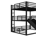 thumbnail image 5 of Queen over Queen over Queen Size Triple Bunk Bed Frame with Slide, Heavy-duty Metal Bunk Bed Frame with Safety Guardrails and Ladder for Bedroom, Apartment, Dorms, Mattress Not Included, Black, 5 of 9