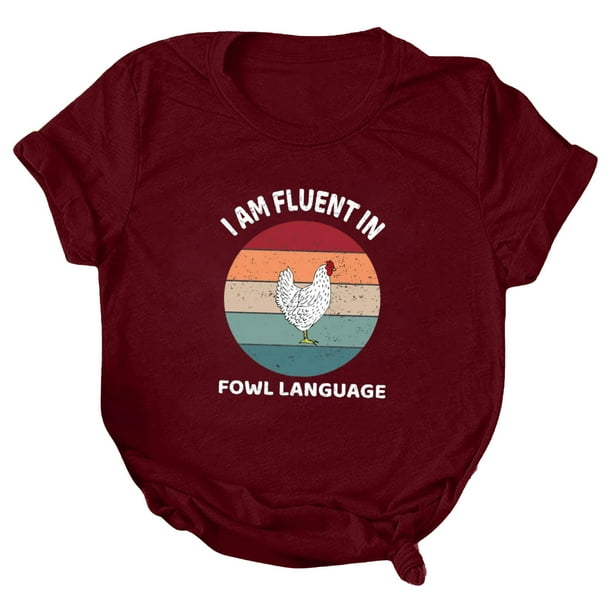 Gibobby Camisetas de verano para mujer Mujeres Casual Impresión Mangas Cuello Redondo Camiseta Suelta Blusa Tops(Vino,XL)