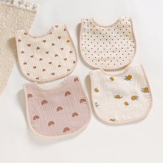 Juego de 4 unidades, bebé con broches ajustables, algodón suave y baberos absorbentes