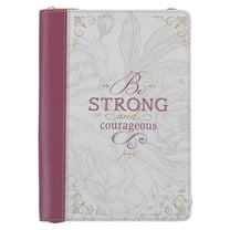 Christian Art Gifts Classic Journal Be Strong and Courageous Joshua 1:9 Bible Verse Inspirational Scripture Notebook for Women, Ribbon Marker, Debossed Plum Faux Leather Flexcover, 336 Ruled Pages, Zi