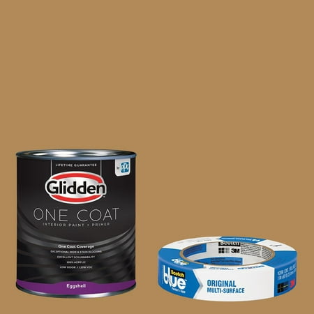 Glidden One Coat, Interior Paint + Primer, Allegro, Eggshell Finish, 1 Gallon with ScotchBlue Painters Tape Original Multi-Use, .94in x 60yd(24mm x 54,8m