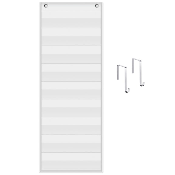 ABCKEY 9 Pocket Classroom Monthly Calendar Pocket Chart for 11‘’ * 3‘’ Cards,Homeschool Supplies and Classroom, Only Chart (White)