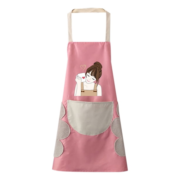 Delantal Bolsillo de PVC Delantal ajustable Impermeable a prueba de aceite Babero Accesorio de cocina, Tipo 1, Rosa kenally HA003469-04