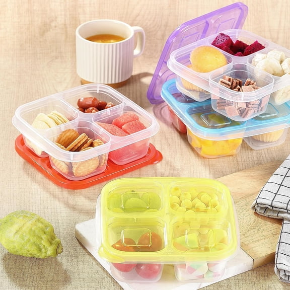 4PCS Lunch Box Reusable Snack Box Food Containers with Lids Divided Food Storage Containers Meal Prep Lunch Containers for School, Work and Travel