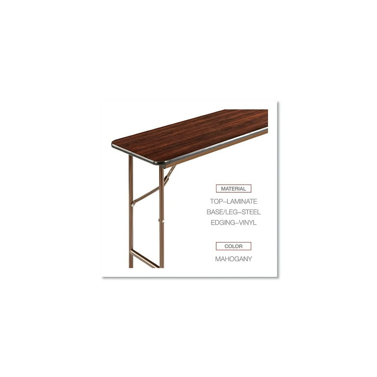 Wood Folding Table, Rectangular, 59.88w x 17.75d x 29.13h, Mahogany Wood Folding Table, Rectangular, 59.88w x 17.75d x 29.13h, Mahogany