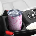 thumbnail image 5 of 20oz Tumblers Pink Breast Cancer Awareness Pattern Stainless Steel Vacuum Insulated Double Wall Travel Tumbler Cups Mug with Lid and Straw,Cleaning Brush for Cold & Hot Drinks, 5 of 7
