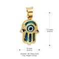 thumbnail image 3 of 14K Yellow Gold Evil Eye Hamsa Charm Pendant with 0.8mm Box Chain Necklace - 22", 3 of 5