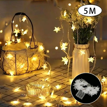 5m Led String Star Fairy Lights Battery Operated Waterproof