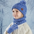 thumbnail image 2 of AWZXDE Winter Knit Hat Neck Warmer And Mittens Set For Kids Kids Hats And Gloves Warm Winter Hats For Kids Boys Girls Cold Weather Blue, 2 of 7