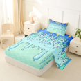 thumbnail image 2 of Castle Fairy Blue Ice Cream Drip Twin Sheets 3pcs, Watercolor Food Dessert Bedding, Blue Green Yellow,1 Fitted Sheet, 1 Flat Sheet and 1 Pillowcase, 2 of 6