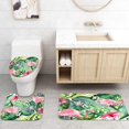 thumbnail image 5 of FMSHPON Tropical Leaf Flamingo 4 Piece Bathroom Set Shower Curtain Bath Rug Contour Mat and Toilet Lid Cover, 5 of 8