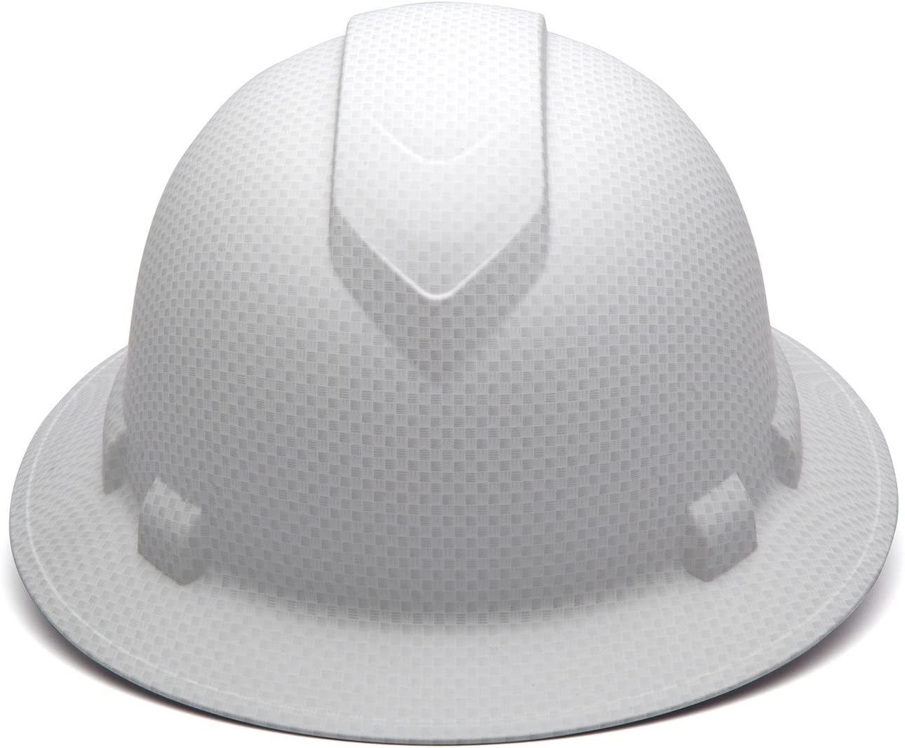 Ridgeline White Graphite Pattern Full Brim Hard Hat, Four Point Adjustable Ratchet Suspension