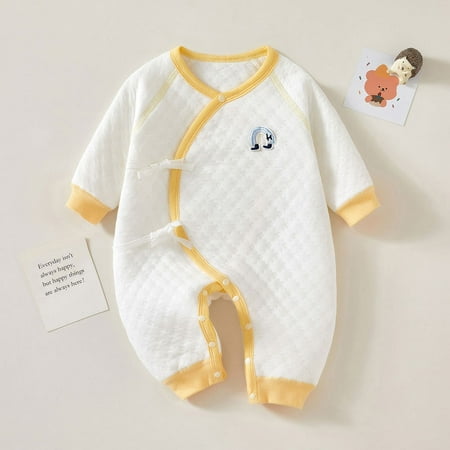 

Yidarton Baby Jumpsuit Warm Cotton Autumn/winter Ha Clothes Newborn Baby Boneless Cotton Underwear Climbing Clothes Yellow