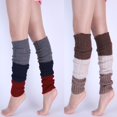 thumbnail image 5 of Calentadores de pierna largos de punto acanalado de invierno para mujer Calcetines con cubierta de pie con bloques de colores triples, 5 of 5