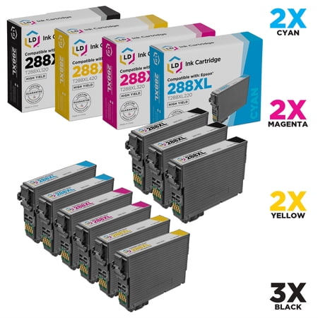 LD Compatible Replacements for 288XL Set of 9 High Yield Cartridges: 3 Black  2 Cyan  2 Magenta & 2 Yellow for use in Expression XP-330  XP-340  XP-430  XP-434 & XP-446