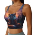 thumbnail image 2 of Fotbe Starry Sky Meditating Fox Sujetador Deportivo Largo sin Aros para Mujer con Almohadillas y Soporte Medio, Transpirable y Absorbente, Camiseta Tipo Chaleco o Tank Top-XX-Large, 2 of 8