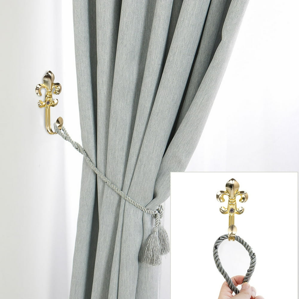 6pcs Metal Window Curtain Tieback Hook Drapery Holdbacks Hooks Gold