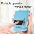 thumbnail image 4 of Wallet Case for Samsung Galaxy Z Flip 3, Pretty Card Package Cover Luxury PU Leather + Hard PC Bumper Ultra-Thin Protector with Long Shoulder Strap for Galaxy Z Flip 3 5G 2021 (Blue), 4 of 14