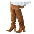 thumbnail image 5 of Slouchy Knee High Boots Suede Pointed Toe Chunky Heel Women Tall Fall, 5 of 8