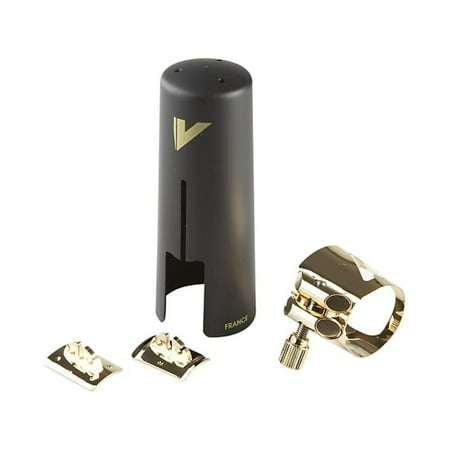 Vandoren Optimum Ligature and Plastic Cap for V16 Baritone Saxophone; Gilded; Includes 3 Interchangeable Pressure Plates