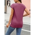 thumbnail image 5 of CUPTACC Womens Tops Casual Business Short Sleeve Ladies Shirts Teacher Trendy Elegant Shirt Summer Trendy Mauve XL, 5 of 6