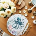 thumbnail image 2 of Teal Octopus Coastal Round Placemats Set of 2 for Dinning Tables,Heat-proof Braided Table Mats 13 Inch,Summer Beach Ocean Coral Nautical Washable Place Mat for Kitchen Restaurant Party Table Decor, 2 of 9