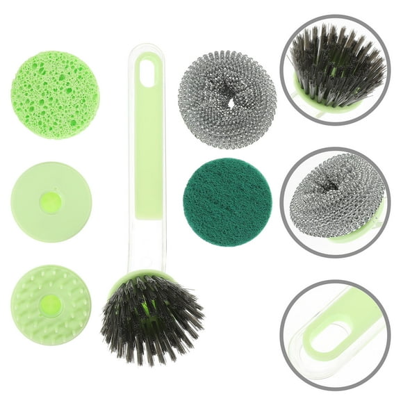 EXHUMKY 1Jgo Cepillo Para Platos Con Mango Verde Para Limpieza De Cocina Y Utensilios