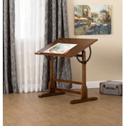 Studio Designs Vintage Drafting Drawing Table with Adjustable 36 Wide Top, Rustic Oak